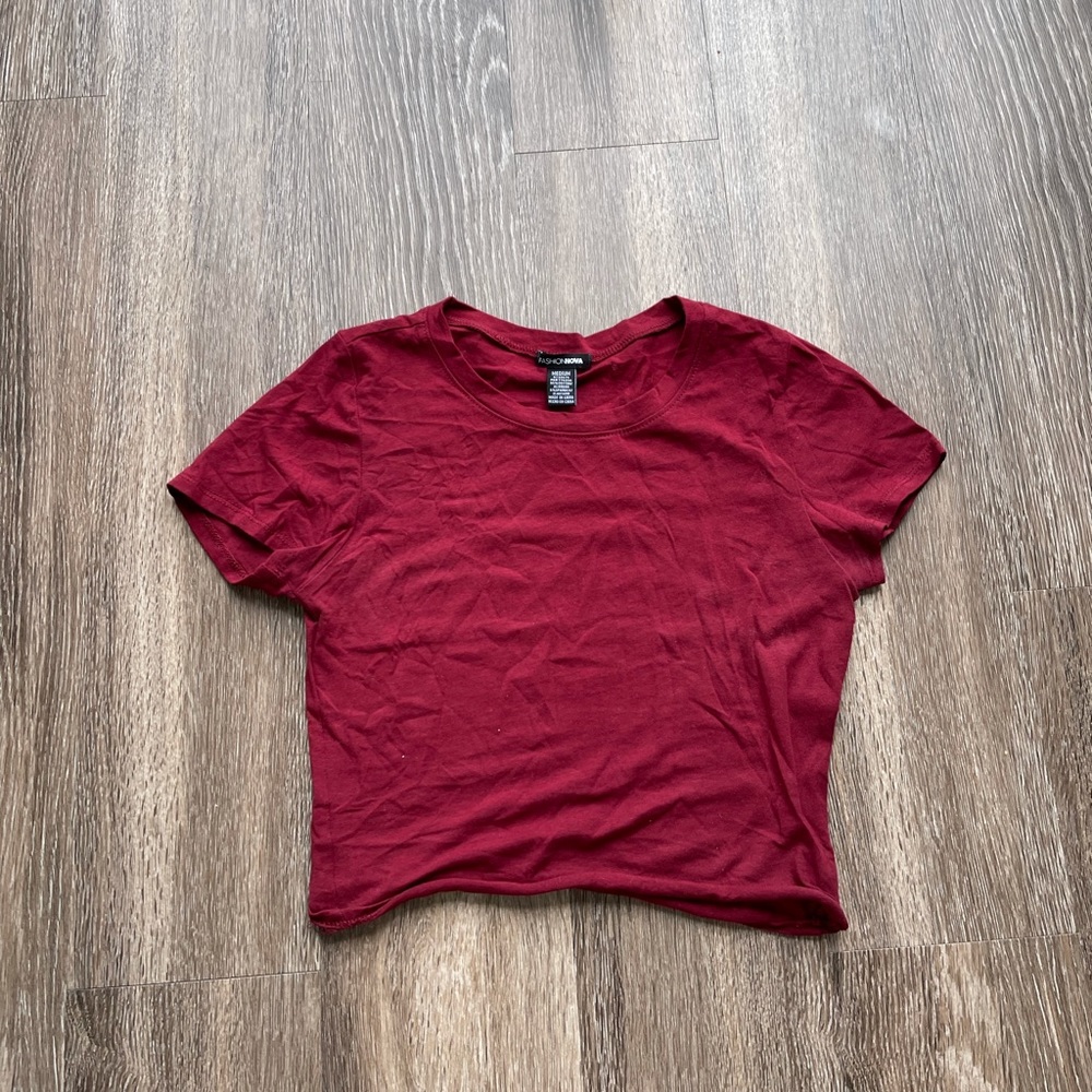 Fashion Nova Red Cropped Tee